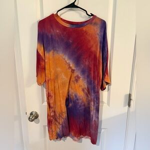 Tie-Dye Mini Dress in Orange, Purple & Red